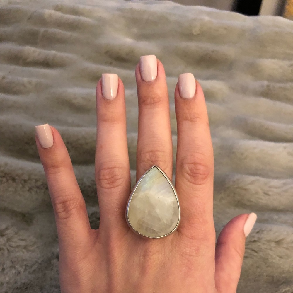 925 Sterling and Moonstone Cocktail Ring (Size 9)